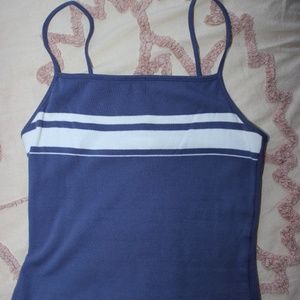 Garage small cropped blue and white striped tank